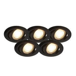 Sada 5 ks moderních zapuštěných bodových svítidel černá včetně LED 3-stupňově stmívatelné - Mio obraz