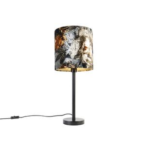 Moderní stolní lampa černá se stínidlem květiny 25 cm - Simplo obraz