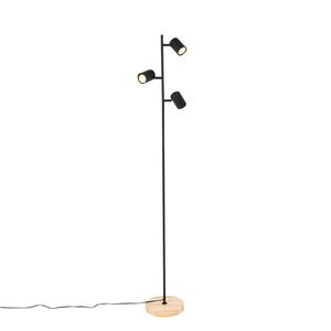 Moderní stojací lampa černá se dřevem 3-světlo - Jeana obraz