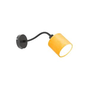 Nástěnná lampa černá se žlutým stínidlem vypínačem a fex ramenem - Merwe obraz