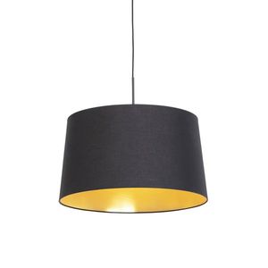 Závěsná lampa s bavlněným stínidlem černá se zlatem 50 cm - Combi obraz