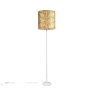 Vintage stojací lampa bílá se zlatým odstínem trojúhelníku 40 cm - Simplo obraz