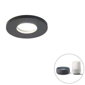Chytré koupelnové vestavné bodové svítidlo černé včetně WiFi GU10 - Přístřešek obraz