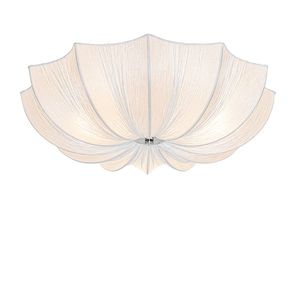 Designové stropní svítidlo bílé hedvábí 52 cm 3-světlo - Plu obraz