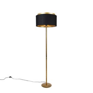 Moderní stojací lampa zlatá s odstínem černé se zlatem - Simplo obraz