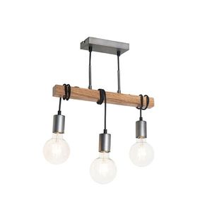 Průmyslová závěsná lampa dřevo s ocelí 3 -light - Gallow obraz