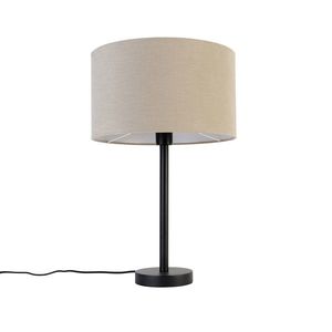 Moderní stolní lampa černá se stínítkem světle hnědá 35 cm - Simplo obraz