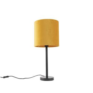 Art Deco stolní lampa černá se žlutým odstínem 25 cm - Simplo obraz