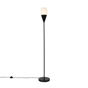 Moderní stojací lampa černá s opálovým sklem - Drop obraz