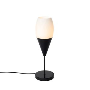 Moderní stolní lampa černá s opálovým sklem - Drop obraz