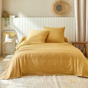 Jednobarevný tkaný přehoz na postel, bavlna obraz