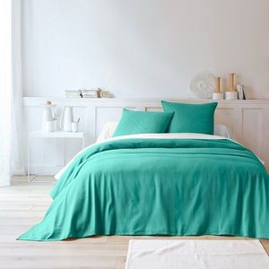 Jednobarevný tkaný přehoz na postel, bavlna obraz