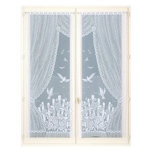 Rovná vitrážová záclona s motivem ptáčků, pro garnýžovou tyč, pár obraz