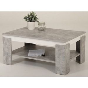 Konferenční stolek Tim, šedý beton/bílý obraz