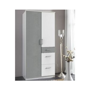 Šatní skříň bez zrcadla Click, 91 cm, bílá/šedý beton obraz