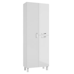 Vysoká koupelnová skříňka SATURNIN C60 bílá/bílá vysoký lesk obraz