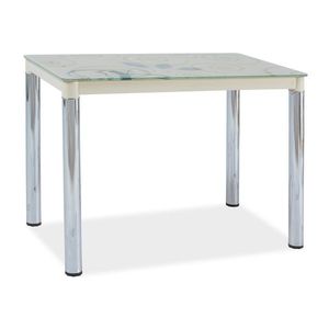 Jídelní stůl NEFON 2 100x60 cm, sklo/krémová-chrom obraz