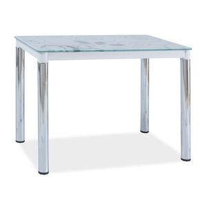 Jídelní stůl NEFON 2 100x60 cm, sklo/bílá-chrom obraz
