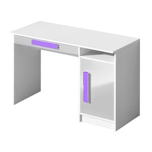 Pracovní stůl BLOURT, bílý lesk/fialová obraz