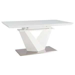 Rozkládací jídelní stůl UPERY III 160x90 cm, bílé sklo/bílá obraz
