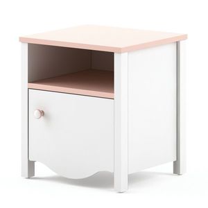 Noční stolek CHAUL, bílý/růžový obraz