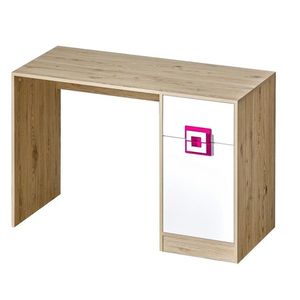 Pracovní stůl UWARA, dub jasný/bílá/růžová obraz