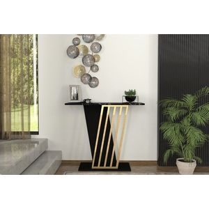 Konzolový stolek FAIRVIEW, černá/marble obraz