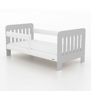 Dětská postel se zábranou STAPELIAN 140x70 cm, bílá/šedá obraz