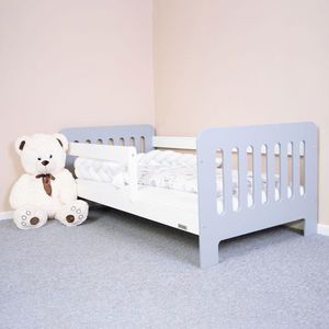 Dětská postel se zábranou STAPELIAN 160x80 cm, bílá/šedá obraz
