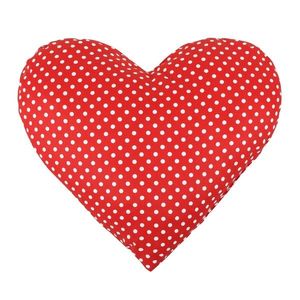 Bellatex Tvarovaný polštářek Srdce puntíky červená, 42 x 48 cm obraz
