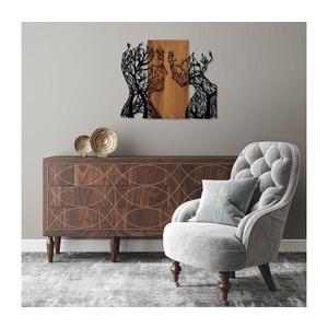 Nástěnná dekorace 70x58 cm stromy života dřevo/kov obraz
