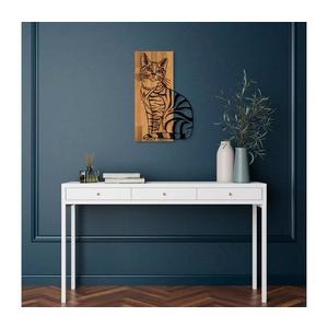 Nástěnná dekorace 38x58 cm kočka dřevo/kov obraz
