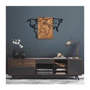 Nástěnná dekorace 118x70 cm mapa dřevo/kov obraz