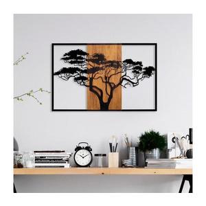 Nástěnná dekorace 90x58 cm strom dřevo/kov obraz