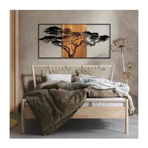 Nástěnná dekorace 147x70 cm strom dřevo/kov obraz