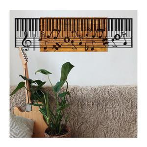Nástěnná dekorace 100x30 cm klavír dřevo/kov obraz