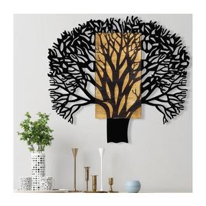 Nástěnná dekorace 93x86 cm strom dřevo/kov obraz