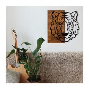 Nástěnná dekorace 56x58 cm tygr dřevo/kov obraz