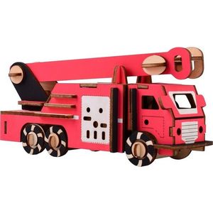 Woodcraft construction kit Dřevěné 3D puzzle Hasičský vůz červené obraz