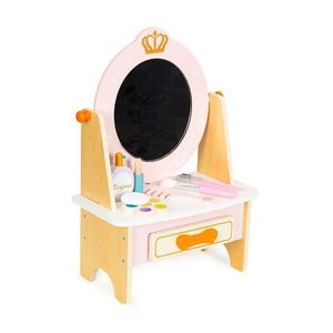 ECOTOYS Dětský dřevěný toaletní stolek Samantha růžový obraz