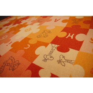 Dywany Lusczow Dětský koberec PUZZLE oranžový, velikost 100x100 obraz