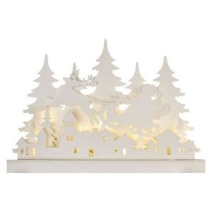 EMOS Dřevěná LED dekorace Wioska s časovačem 31 cm teplá bílá obraz