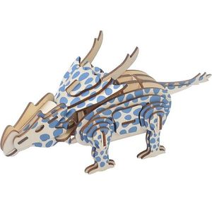 Woodcraft construction kit Dřevěné 3D puzzle Achelousaurus modro-hnědé obraz