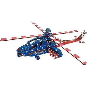 Woodcraft construction kit Dřevěné 3D puzzle Americký bojový vrtulník Apache obraz