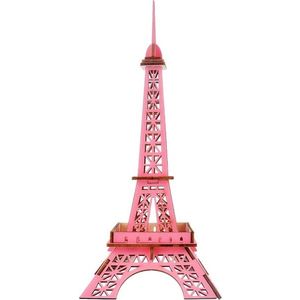 Woodcraft construction kit Dřevěné 3D puzzle Eiffelova věž růžová obraz