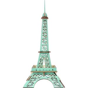 Woodcraft construction kit Dřevěné 3D puzzle Eiffelova věž tyrkysová obraz