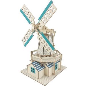 Woodcraft construction kit Dřevěné 3D puzzle Holandský větrný mlýn obraz