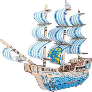 Woodcraft construction kit Dřevěné 3D puzzle Loď ze snu modré obraz