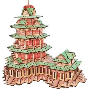 Woodcraft construction kit Dřevěné 3D puzzle Woodcraft YueJiang Tower červená obraz