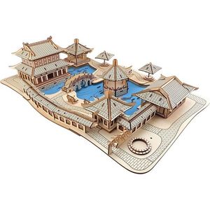 Woodcraft construction kit Dřevěné 3D puzzle Zahrady Suzhou obraz